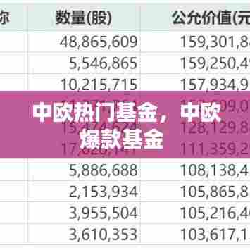 中欧热门基金,中欧爆款基金