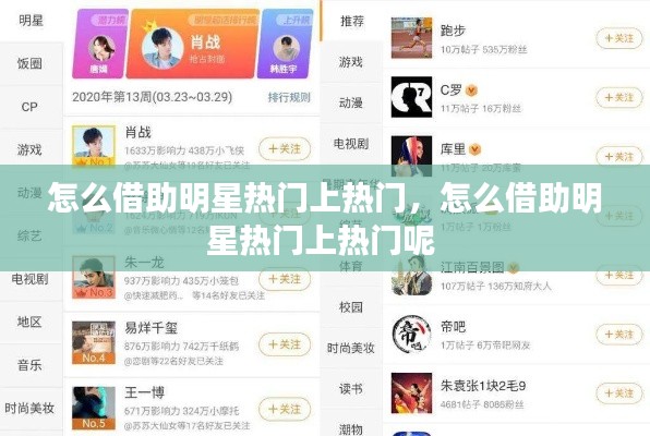 怎么借助明星热门上热门,怎么借助明星热门上热门呢