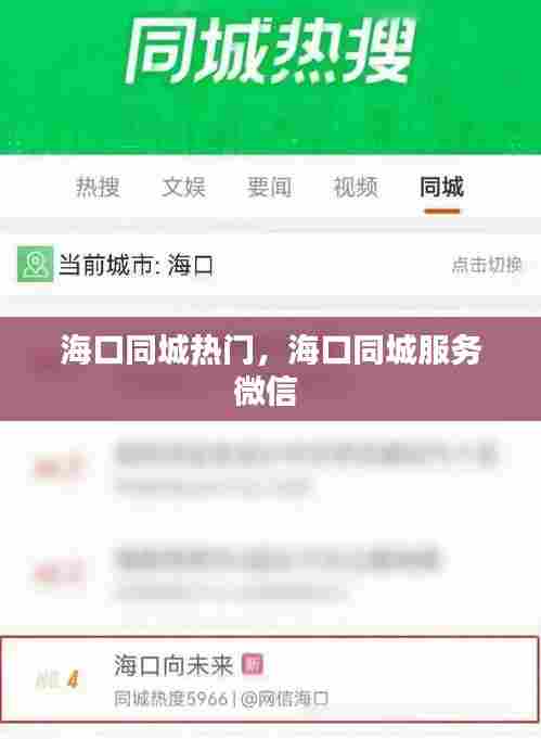 海口同城热门,海口同城服务微信