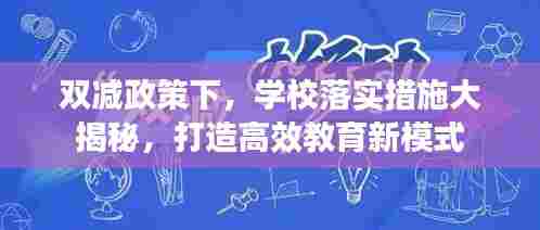 双减政策下,学校落实措施大揭秘,打造高效教育新模式