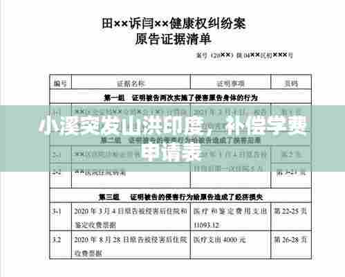 小溪突发山洪印度,补偿学费申请表