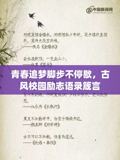 青春追梦脚步不停歇,古风校园励志语录箴言