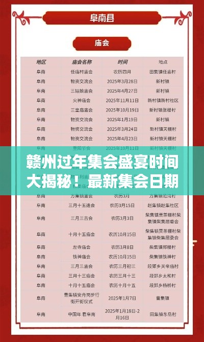 赣州过年集会盛宴时间大揭秘!最新集会日期表不容错过