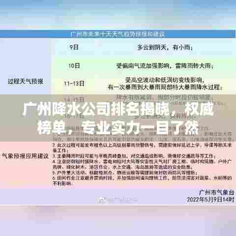 广州降水公司排名揭晓,权威榜单,专业实力一目了然
