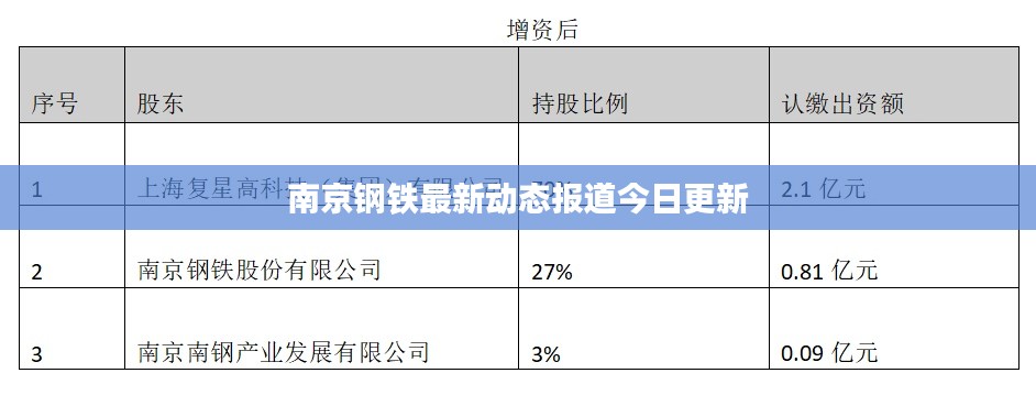 南京钢铁最新动态报道今日更新