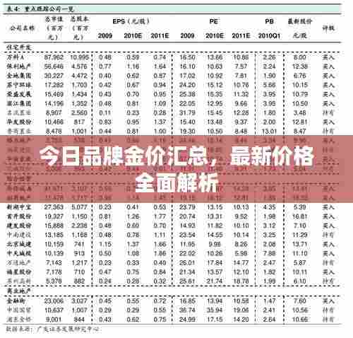 今日品牌金价汇总,最新价格全面解析