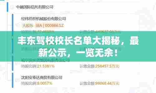 丰东驾校校长名单大揭秘,最新公示,一览无余!