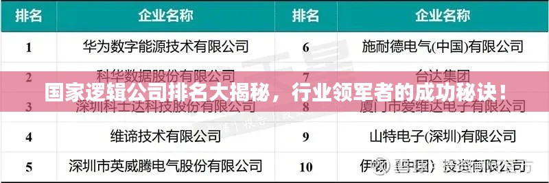 国家逻辑公司排名大揭秘,行业领军者的成功秘诀!